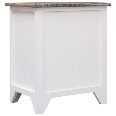vidaXL Nightstand Brown and White 38x28x45 cm Paulownia Wood