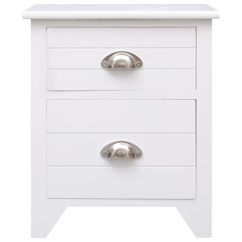 vidaXL Nightstand White 38x28x45 cm Paulownia Wood