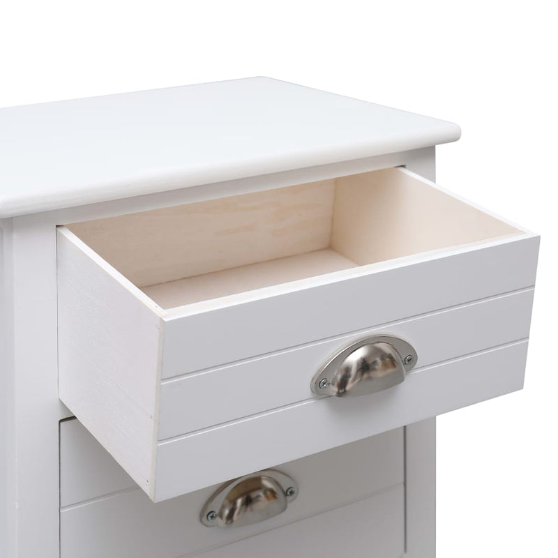 vidaXL Nightstand White 38x28x45 cm Paulownia Wood
