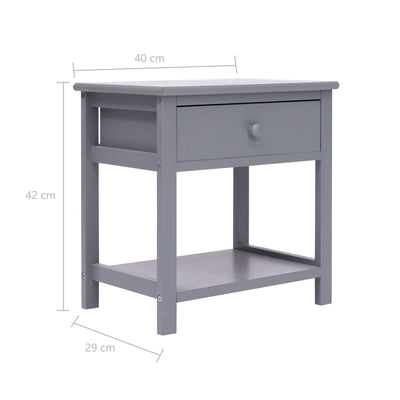 vidaXL Nightstand Grey 40x29x42 cm Paulownia Wood