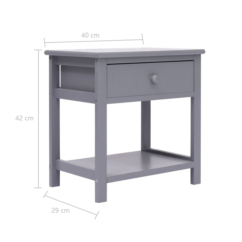 vidaXL Nightstands 2 pcs Grey 40x29x42 cm Paulownia Wood