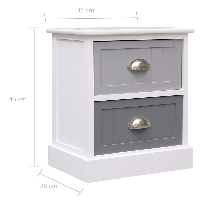 vidaXL Nightstand Grey 38x28x45 cm Paulownia Wood