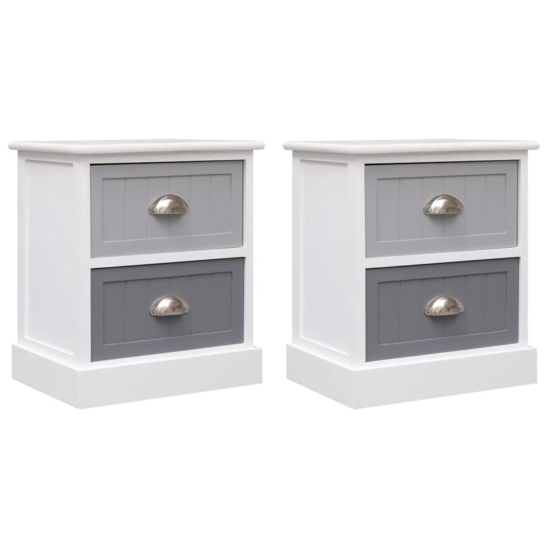 vidaXL Nightstands 2 pcs Grey 38x28x45 cm Paulownia Wood