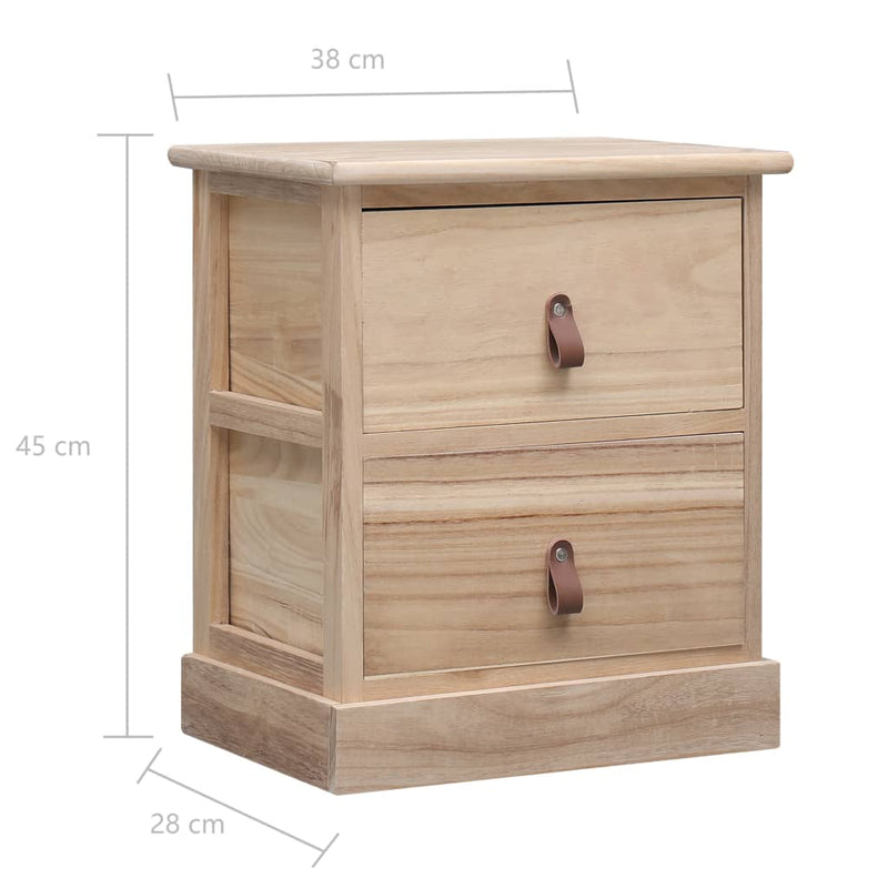 vidaXL Nightstand 38x28x45 cm Paulownia Wood