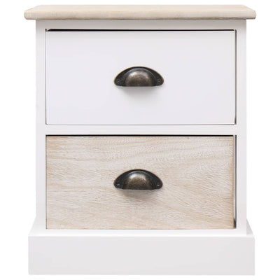vidaXL Nightstand White and Natural 38x28x45 cm Paulownia Wood