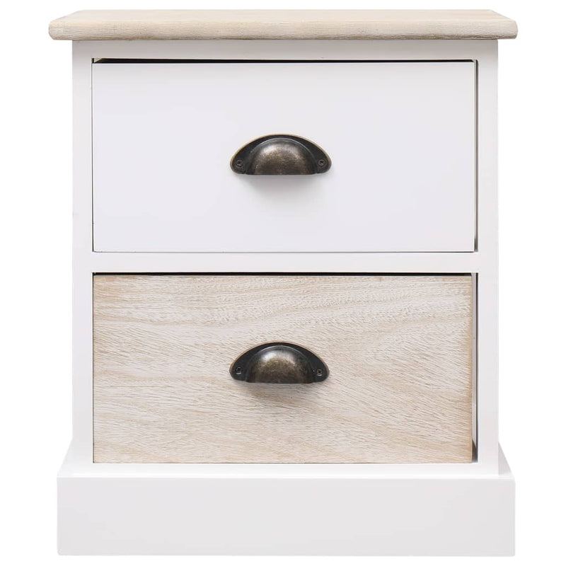 vidaXL Nightstand White and Natural 38x28x45 cm Paulownia Wood