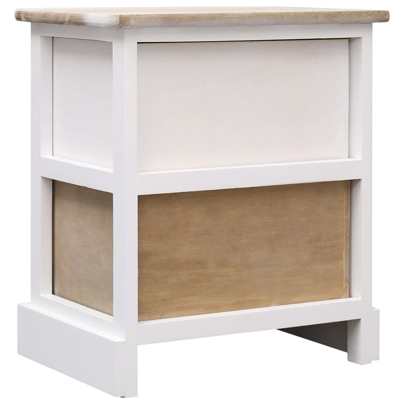 vidaXL Nightstand White and Natural 38x28x45 cm Paulownia Wood