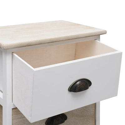 vidaXL Nightstand White and Natural 38x28x45 cm Paulownia Wood