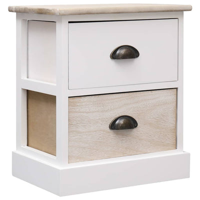 vidaXL Nightstands 2 pcs White and Natural 38x28x45 cm Paulownia Wood