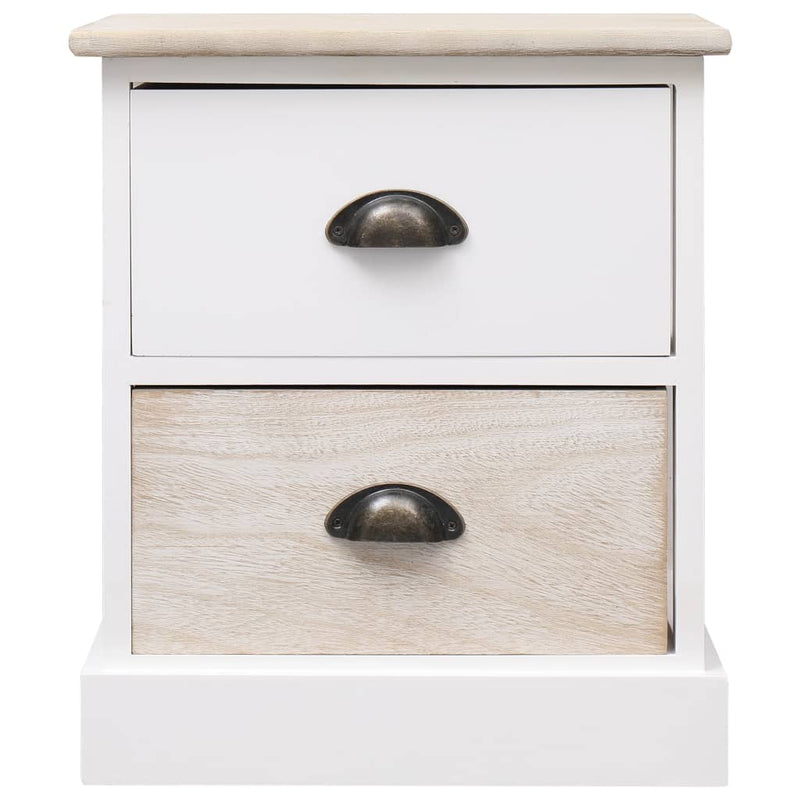 vidaXL Nightstands 2 pcs White and Natural 38x28x45 cm Paulownia Wood