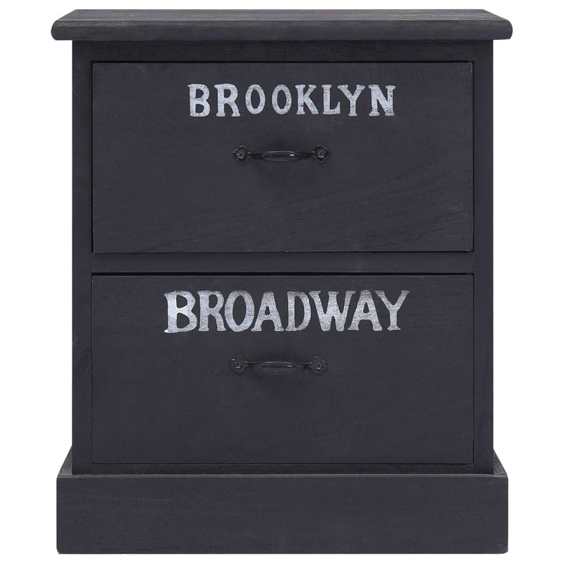 vidaXL Nightstands 2 pcs Black 38x28x45 cm Paulownia Wood