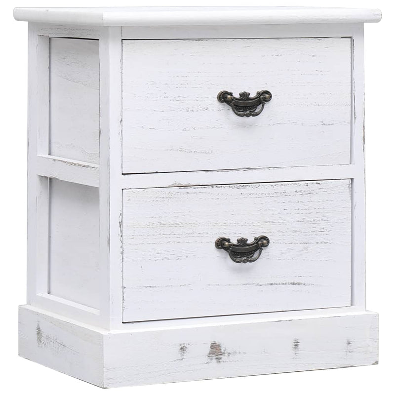 vidaXL Bedside Cabinet White 38x28x45 cm Paulownia Wood