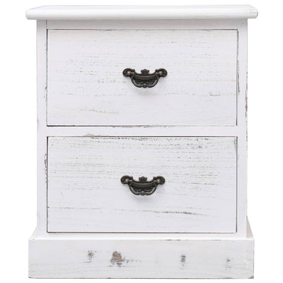 vidaXL Bedside Cabinet White 38x28x45 cm Paulownia Wood