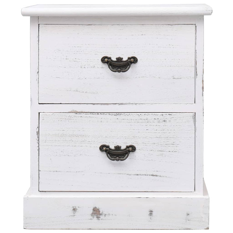 vidaXL Bedside Cabinet White 38x28x45 cm Paulownia Wood