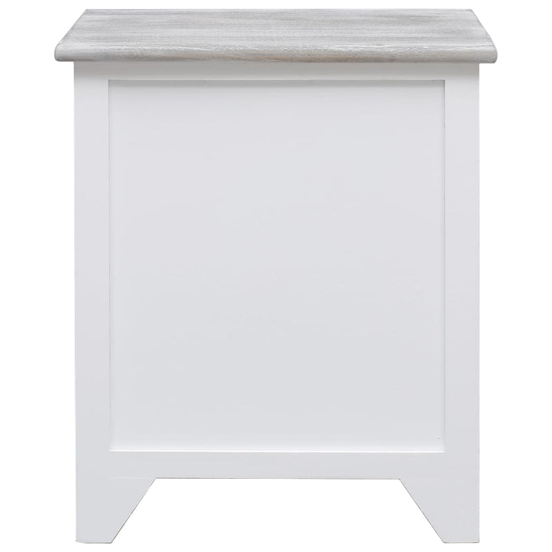 vidaXL Bedside Cabinet White 38x28x45 cm Paulownia Wood