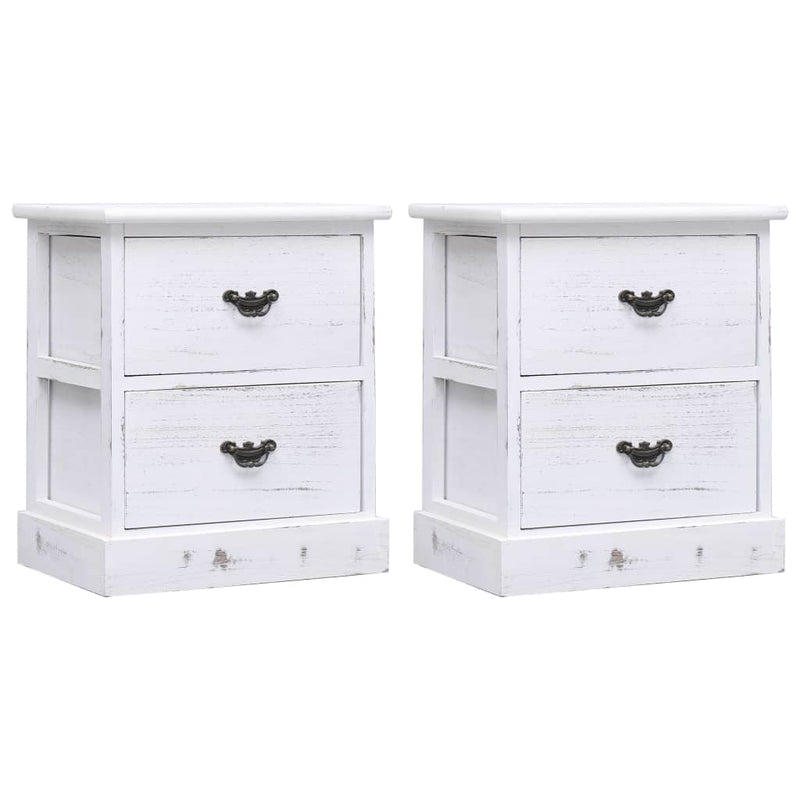 vidaXL Bedside Cabinets 2 pcs White 38x28x45 cm Paulownia Wood