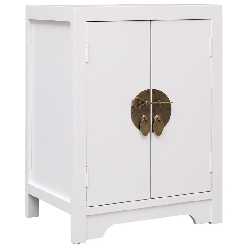 vidaXL Bedside Cabinet White 38x28x52 cm Paulownia Wood