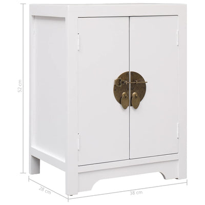 vidaXL Bedside Cabinet White 38x28x52 cm Paulownia Wood