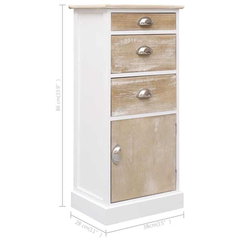 vidaXL Side Cabinet 38x28x86 cm Paulownia Wood
