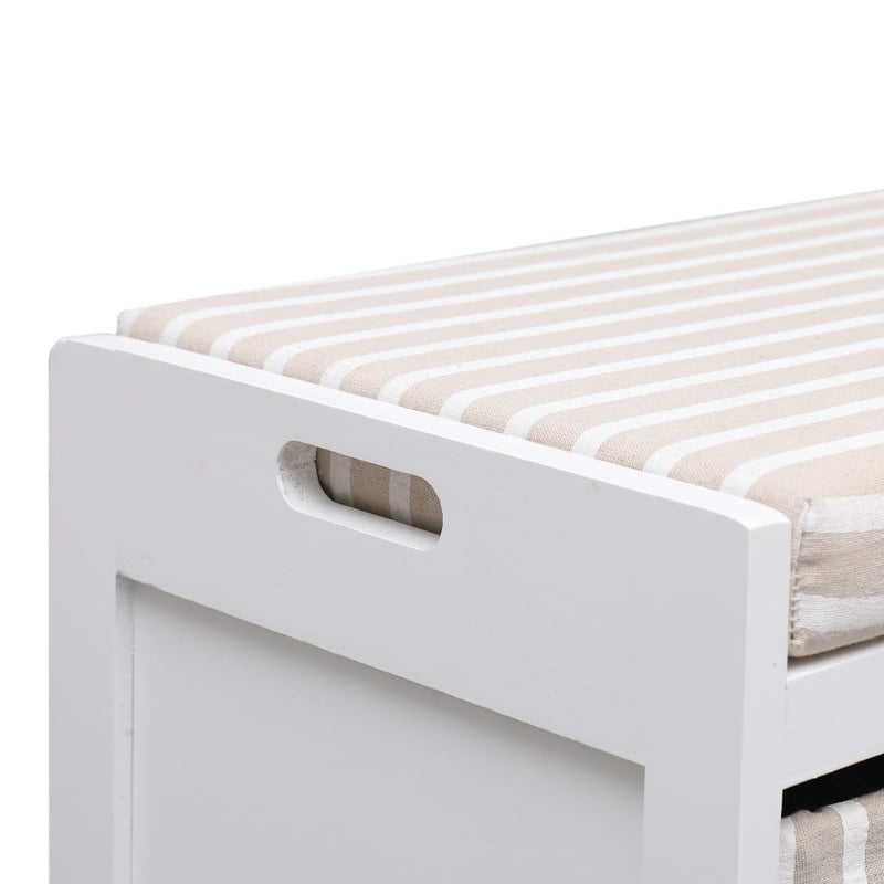 vidaXL Hall Bench White 70x33.5x45 cm Paulownia Wood