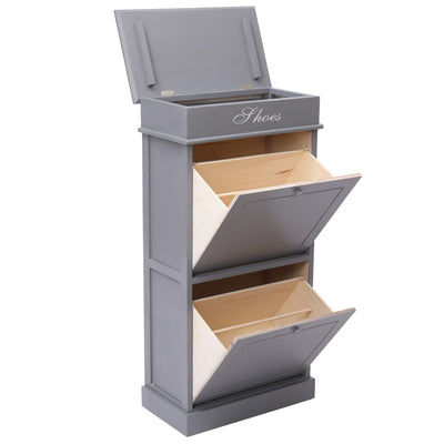 vidaXL Shoe Cabinet Black 50x28x98 cm Paulownia Wood