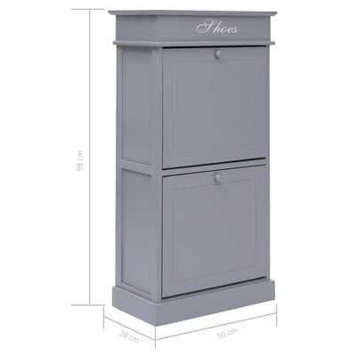 vidaXL Shoe Cabinet Black 50x28x98 cm Paulownia Wood