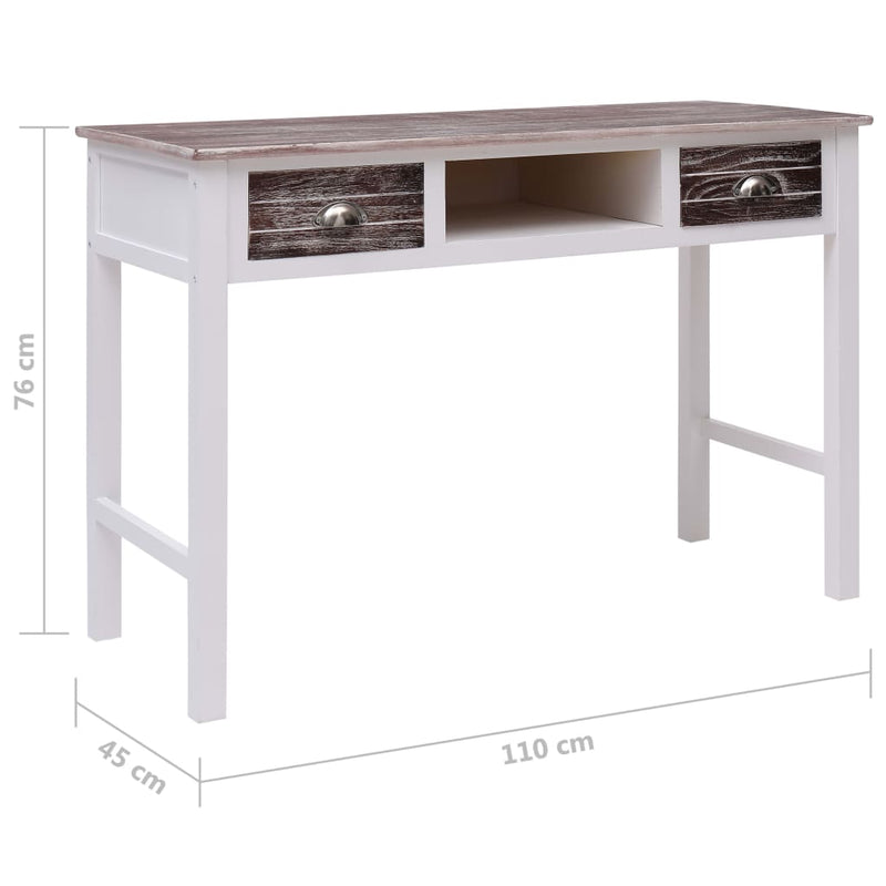 vidaXL Writing Desk Natural 110x45x76 cm Wood