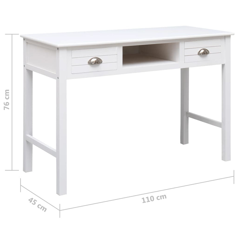 vidaXL Writing Desk Black 110x45x76 cm Wood