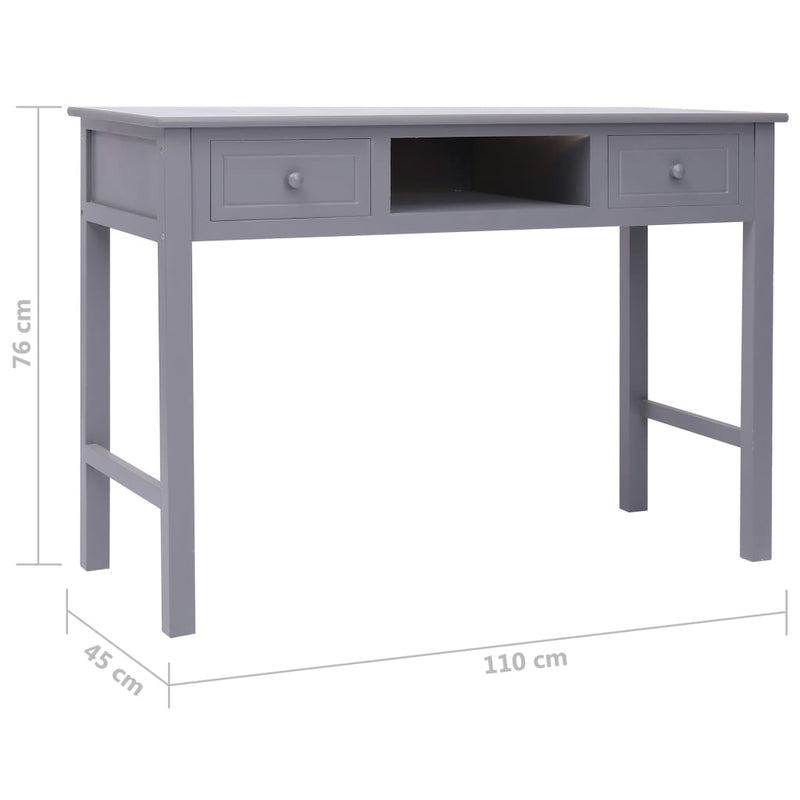 vidaXL Writing Desk Black 110x45x76 cm Wood
