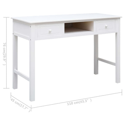 vidaXL Writing Desk Black 110x45x76 cm Wood