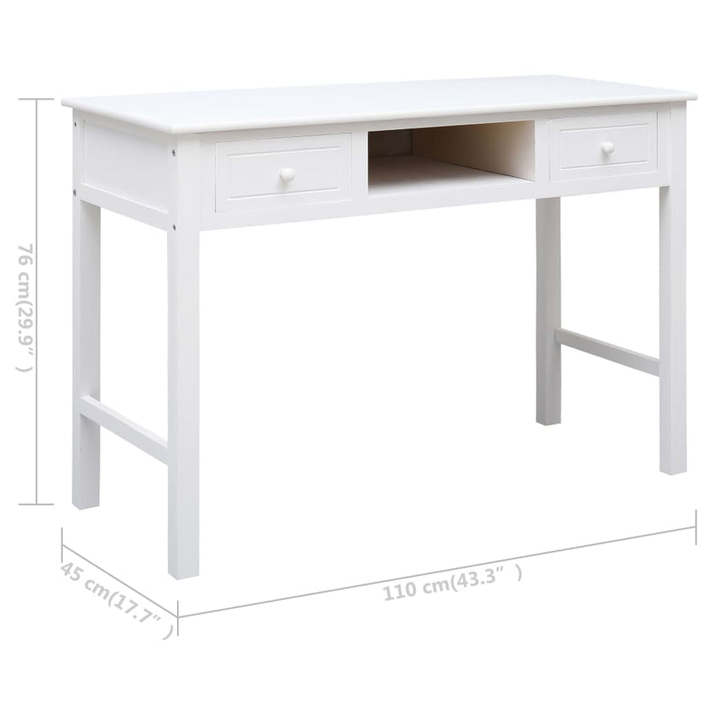 vidaXL Writing Desk Black 110x45x76 cm Wood