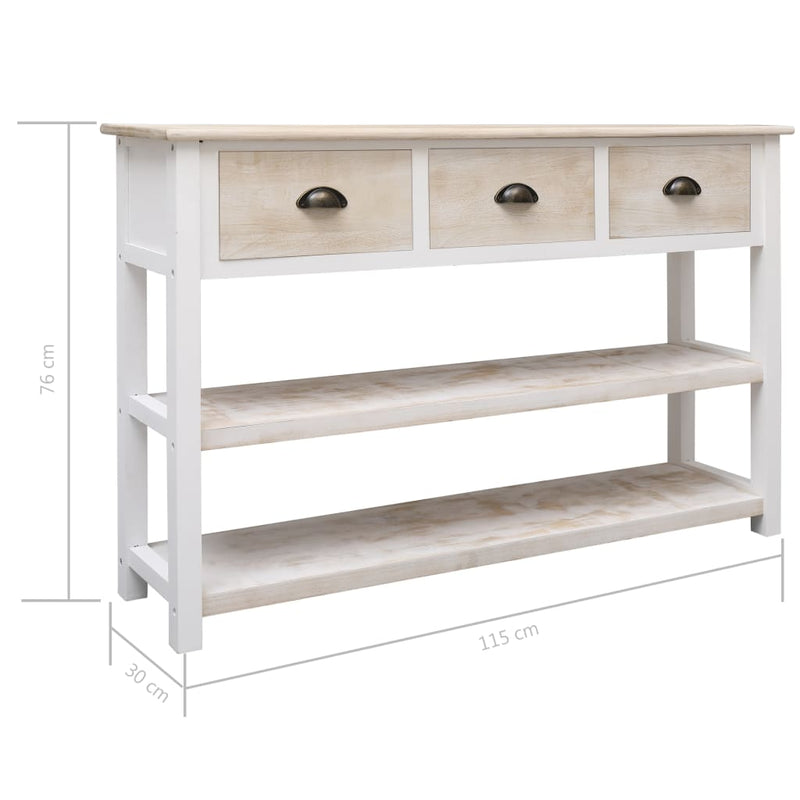 vidaXL Sideboard Antique White 115x30x76 cm Wood