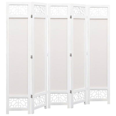 vidaXL 5-Panel Room Divider Cream 175x165 cm Fabric