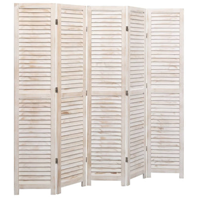 vidaXL 5-Panel Room Divider White 175x165 cm Wood
