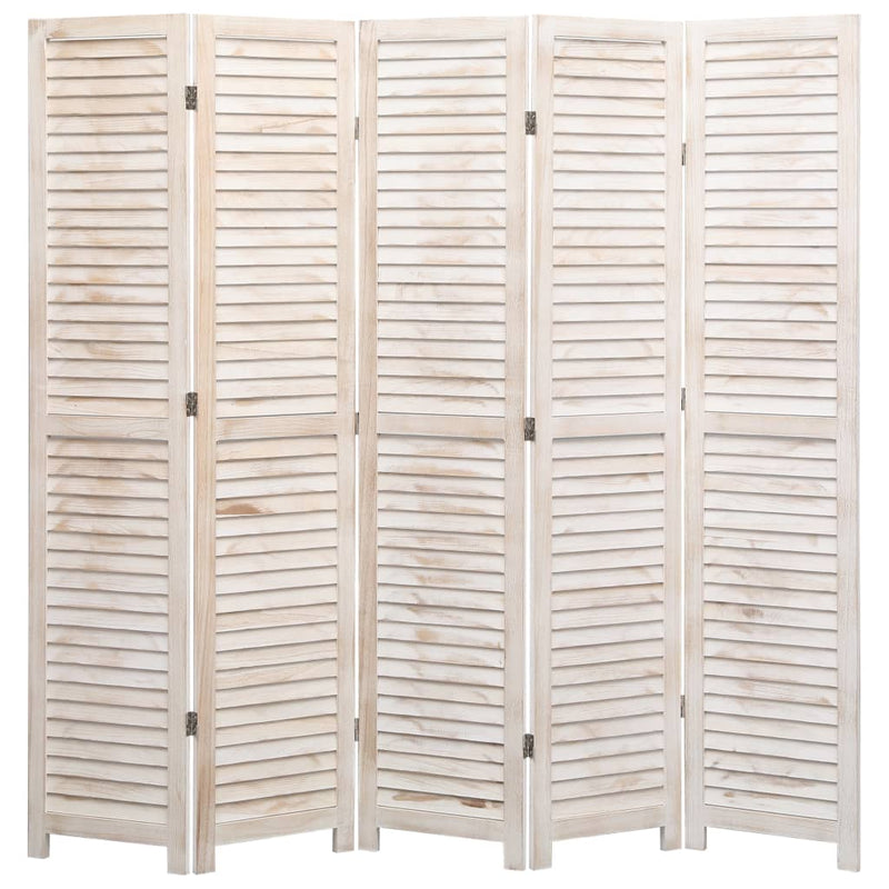 vidaXL 5-Panel Room Divider White 175x165 cm Wood