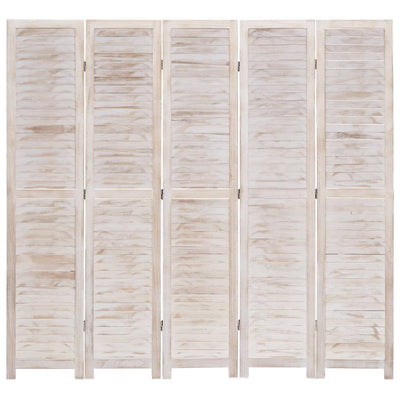 vidaXL 5-Panel Room Divider White 175x165 cm Wood