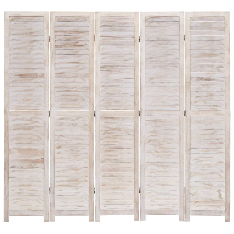 vidaXL 5-Panel Room Divider White 175x165 cm Wood