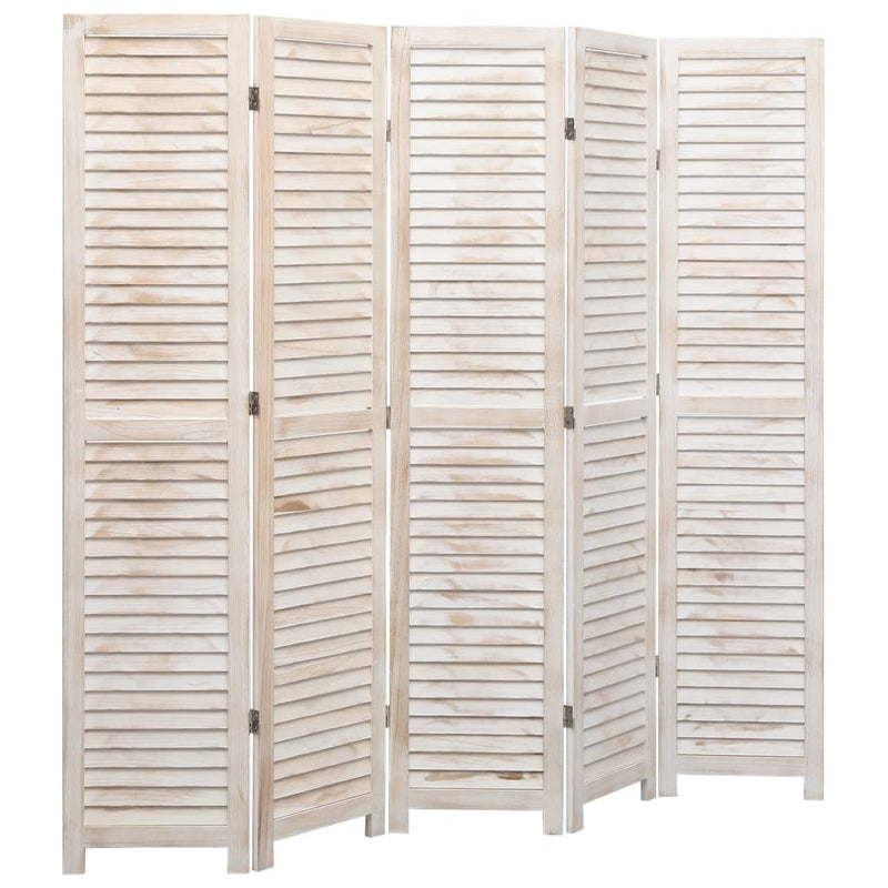 vidaXL 5-Panel Room Divider White 175x165 cm Wood