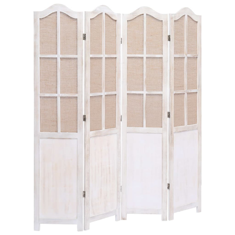 vidaXL 4-Panel Room Divider White 140x165 cm Fabric