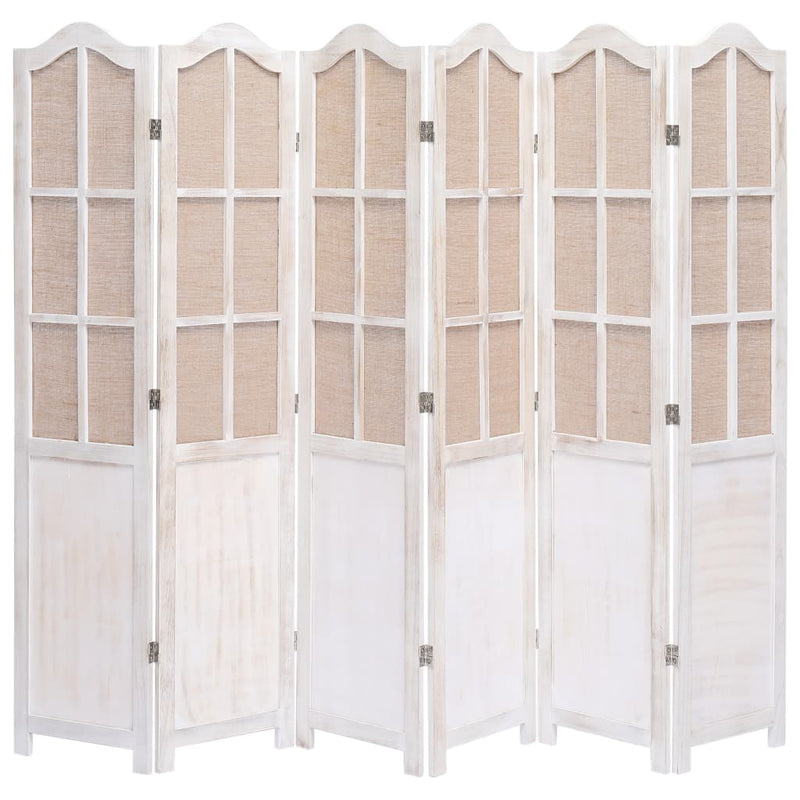 vidaXL 6-Panel Room Divider White 210x165 cm Fabric