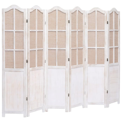 vidaXL 6-Panel Room Divider White 210x165 cm Fabric