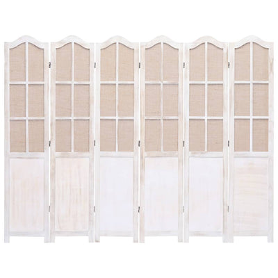 vidaXL 6-Panel Room Divider White 210x165 cm Fabric