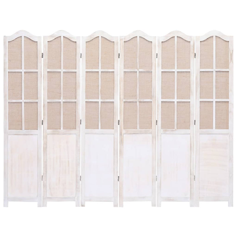 vidaXL 6-Panel Room Divider White 210x165 cm Fabric