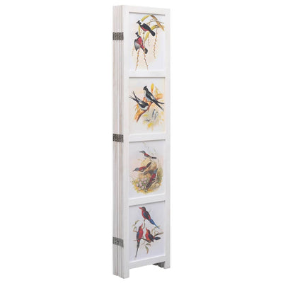 vidaXL 5-Panel Room Divider White 175x165 cm Bird