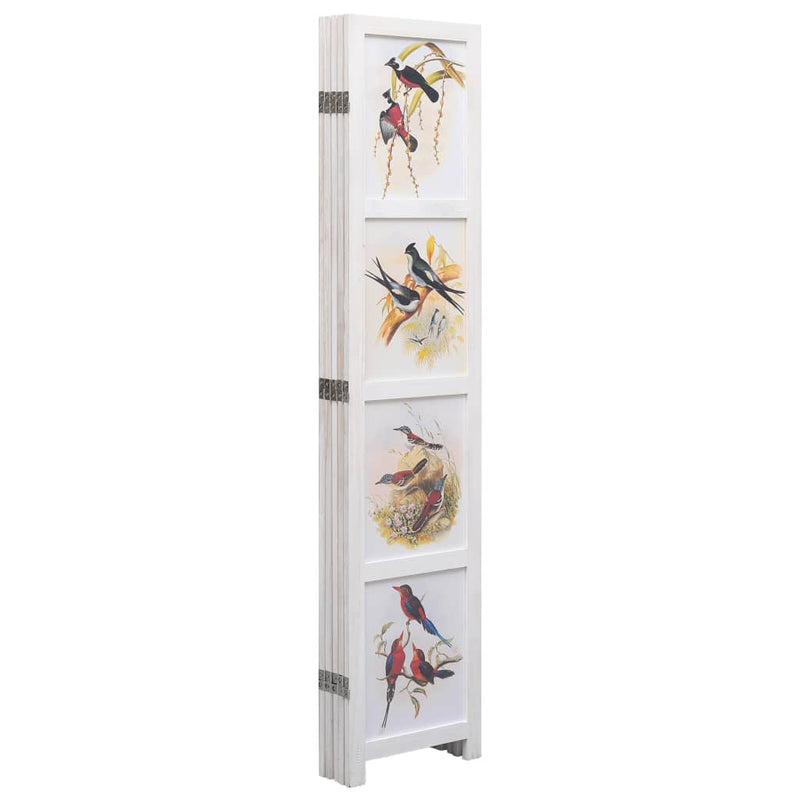 vidaXL 5-Panel Room Divider White 175x165 cm Bird