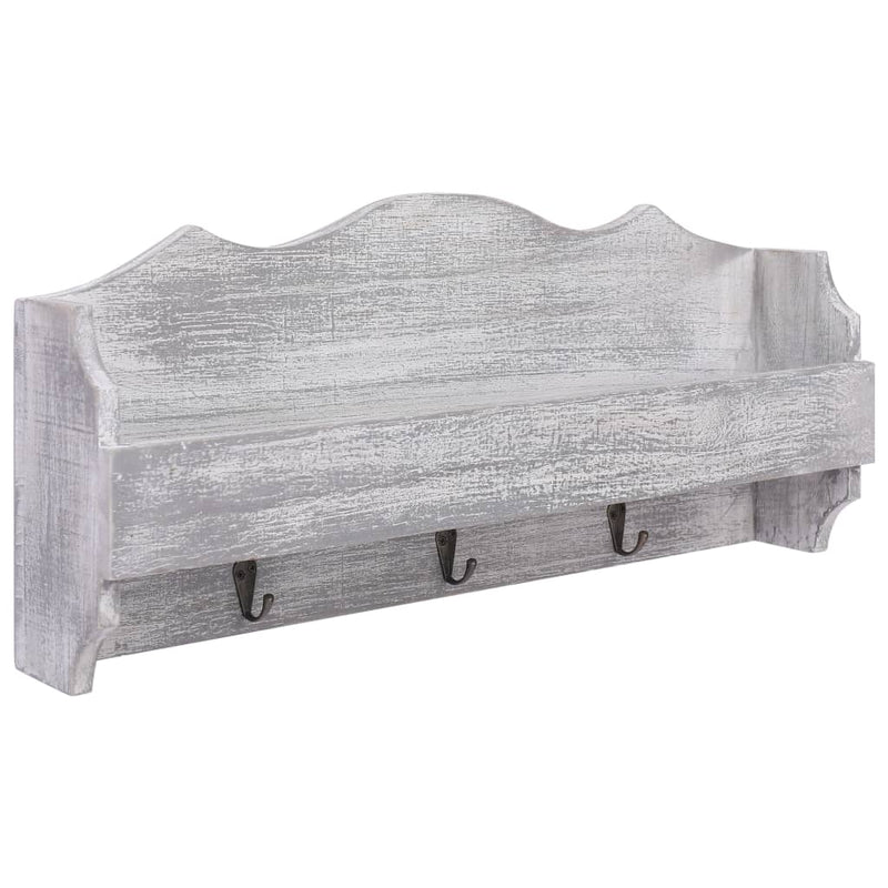 vidaXL Wall Mounted Coat Rack Grey 50x10x23 cm Wood