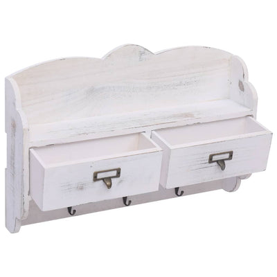 vidaXL Wall Mounted Coat Rack White 50x10x34 cm Wood