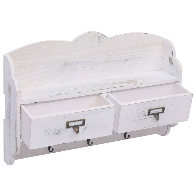 vidaXL Wall Mounted Coat Rack White 50x10x34 cm Wood