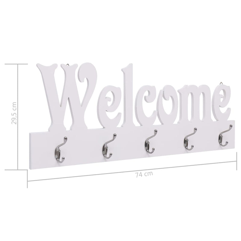 vidaXL Wall Mounted Coat Rack WELCOME Grey 74x29.5 cm