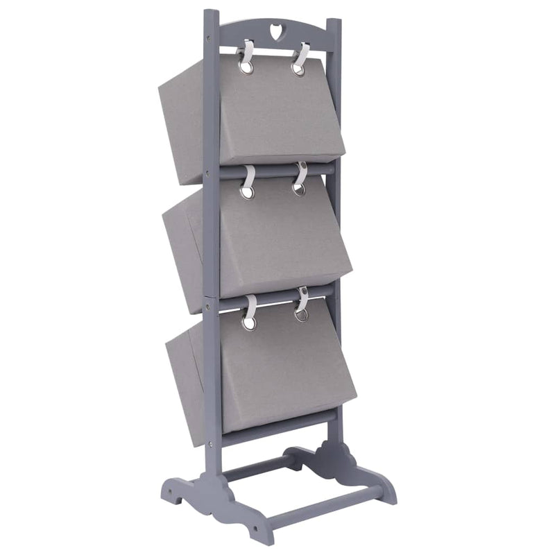 vidaXL 3-Layer Basket Rack Dark Grey 35x35x102 cm Wood